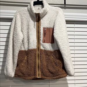 Maurices White and Brown Sherpa Jacket